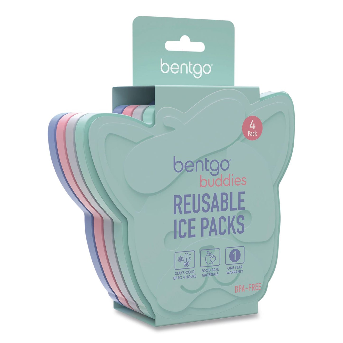 bentgo® Buddies Kids Ice Packs, Puppies, Assorted Colors, 4/Pack (BEOBGICEPPY)