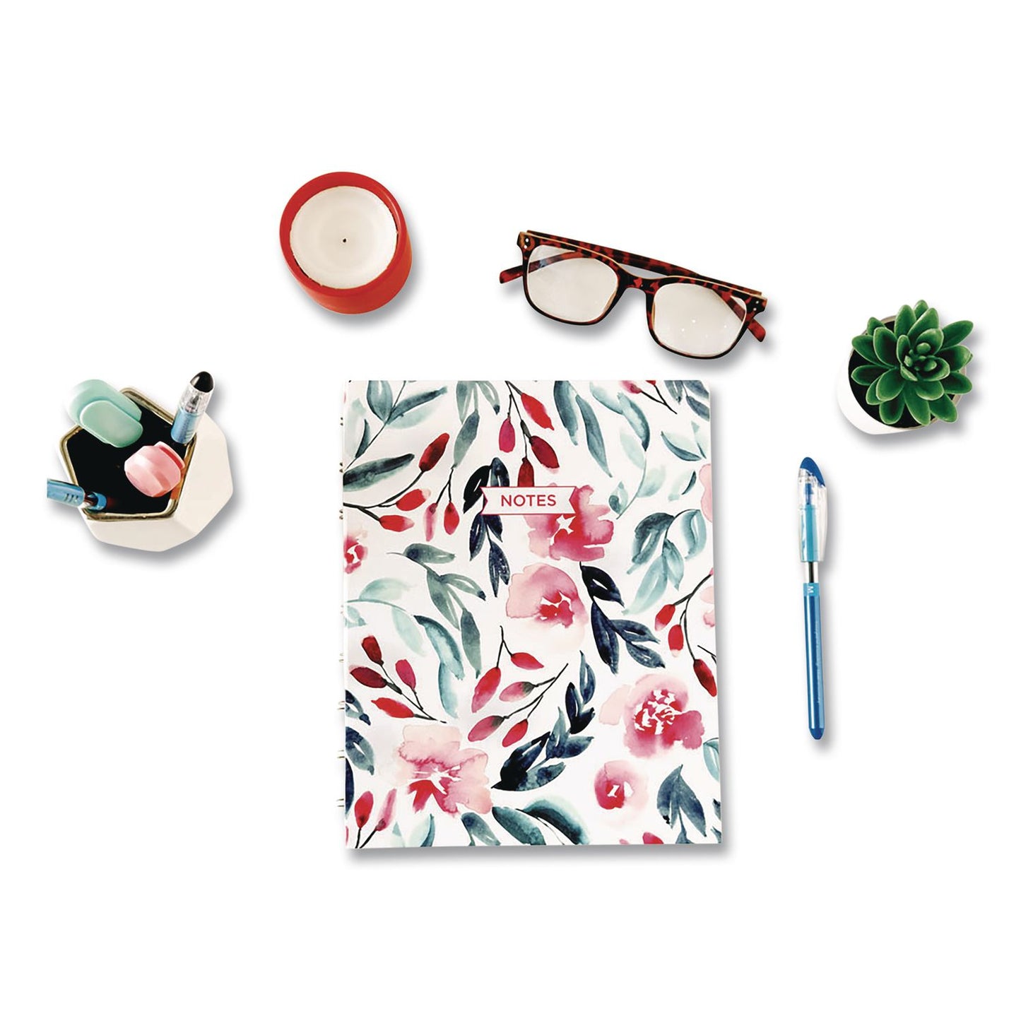 Blueline® NotePro Fashion Hard Cover Notebook, 1-Subject, Medium/College Rule, Tranquil Blooms Cover, (96) 9.25 x 7.25 Sheets (REDA9C01)