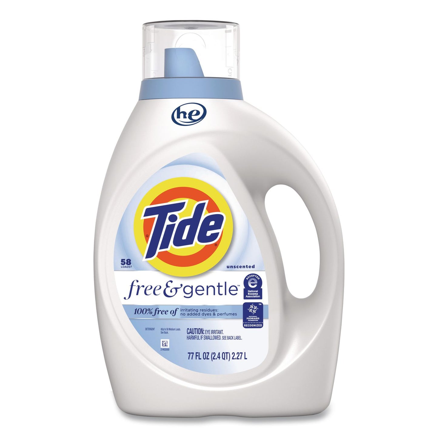 Tide® Free and Gentle Liquid Laundry Detergent, HE Compatible, 58 Loads, 77 oz Bottle, 4/Carton (PGC23745)