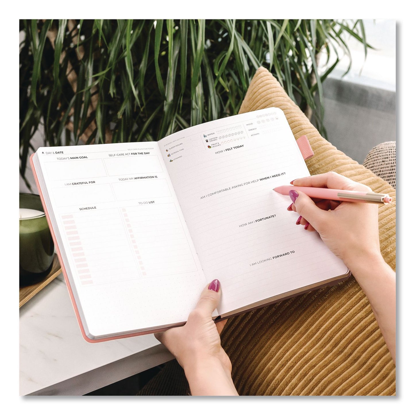 Clever Fox® Self-Care Journal, Undated 90-Day Daily/Weekly/Monthly Format, Light Pink Cover, 8.3 x 5.8 Sheets (LFXOGA9GL3V1E)