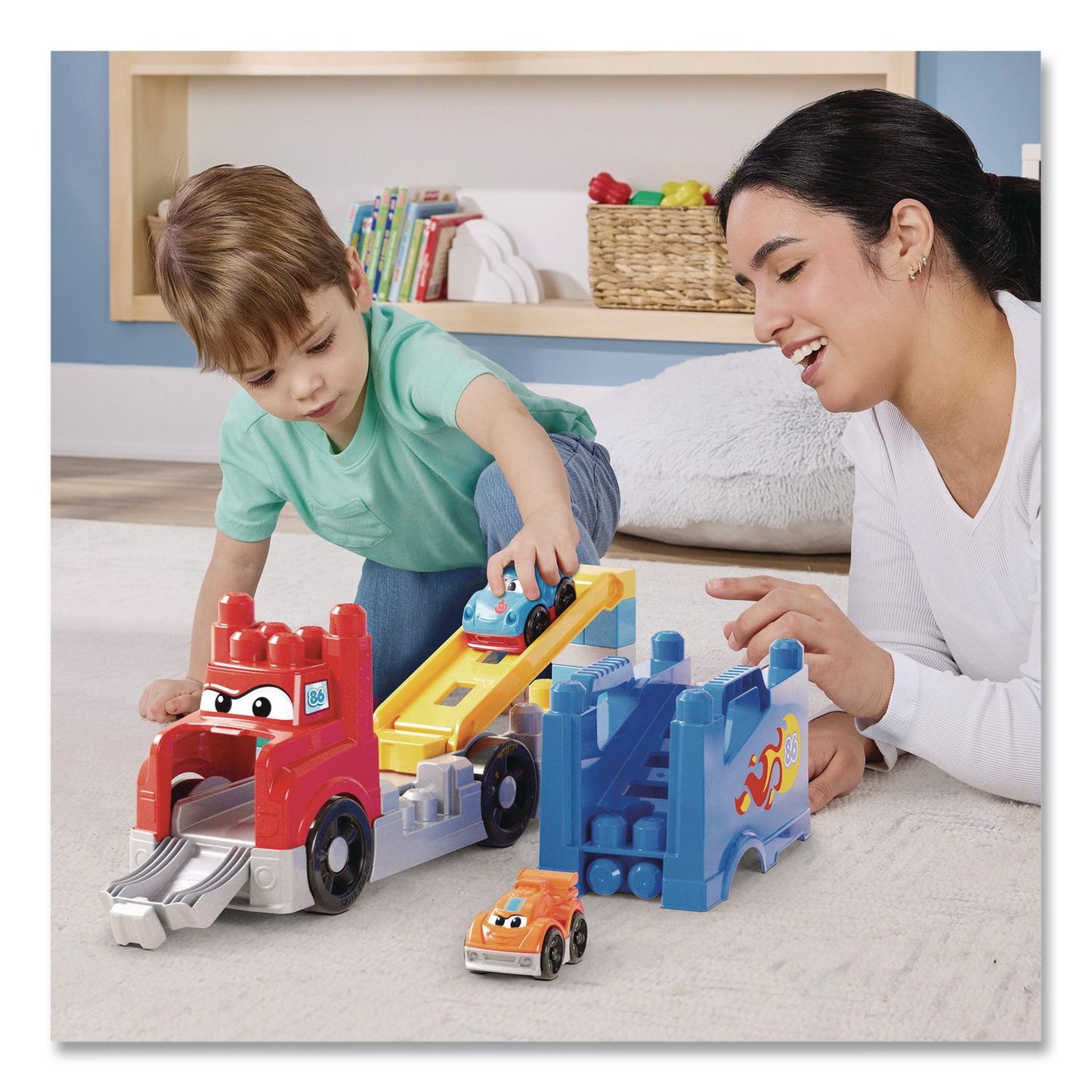 Mattel MEGA BLOKS Build and Race Rig, Ages 1 and Up, 19 Pieces (MTTJFR29)