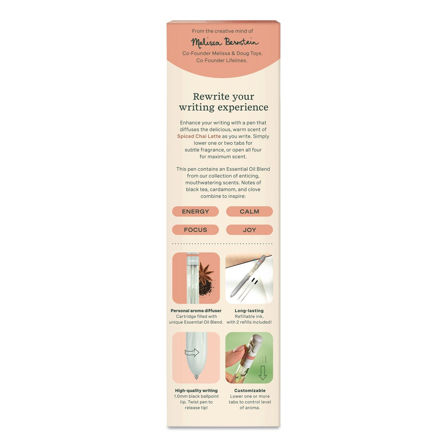 Lifelines® Essential Oil Blends Pen Diffuser, Spiced Chai Latte Scent, White (LLNLL123121)