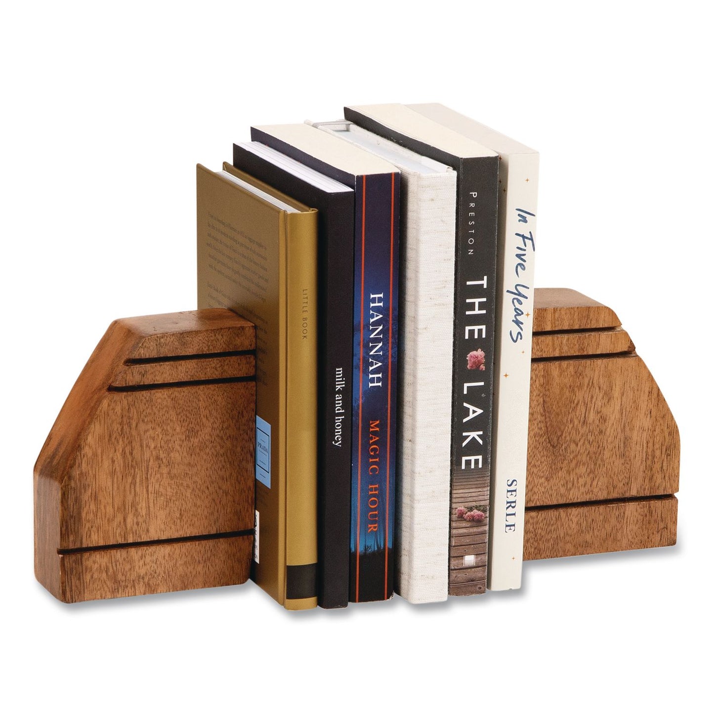 Mind Reader Wood Rustic Bookends, Nonskid Base, 1.5 x 4 x 4.75, Brown (EMSWOODEND2BRN)