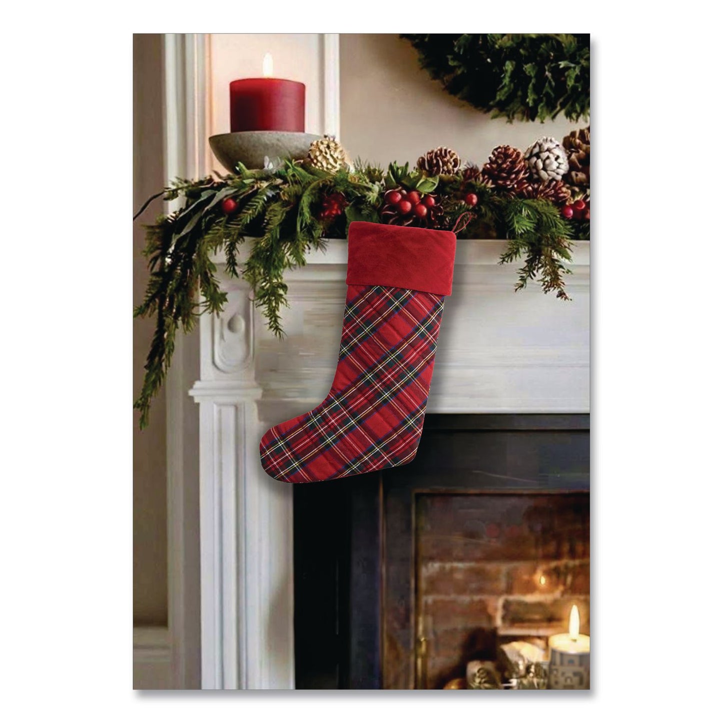 L.L.Bean® Tartan Velvet Stocking, 8.5 x 22, Red Plaid (LLB521381973)