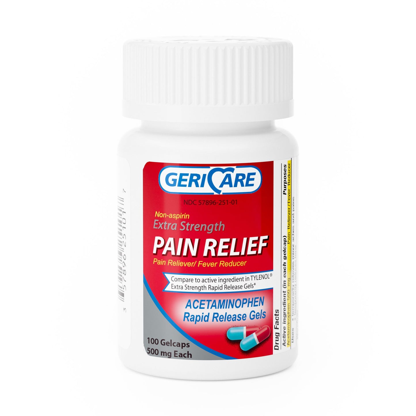 McKesson Brand Pain Relief 500 mg Strength Acetaminophen Gelcap 100 per Bottle (555690_CS)