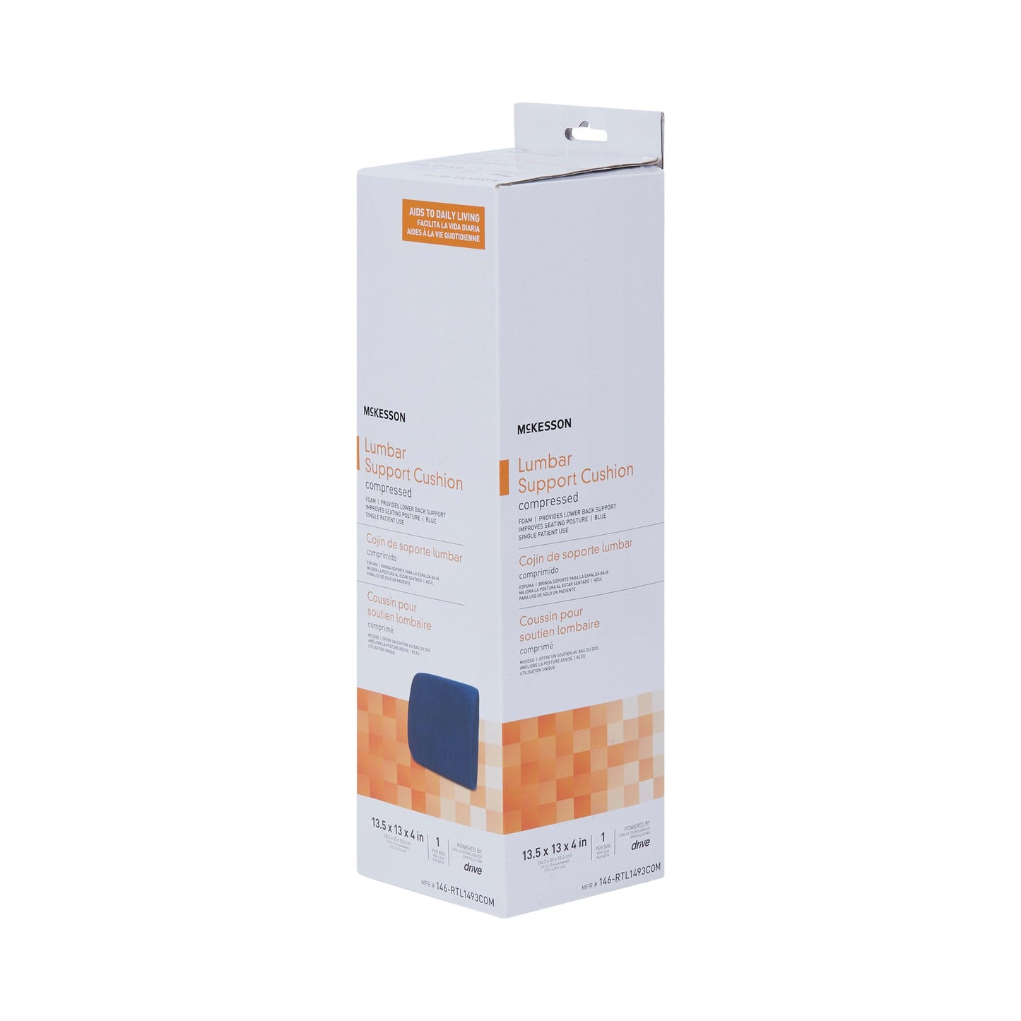 McKesson Lumbar Support Cushion 13-2/5 W X 13 L X 4 D Inch Foam (1103379_EA)