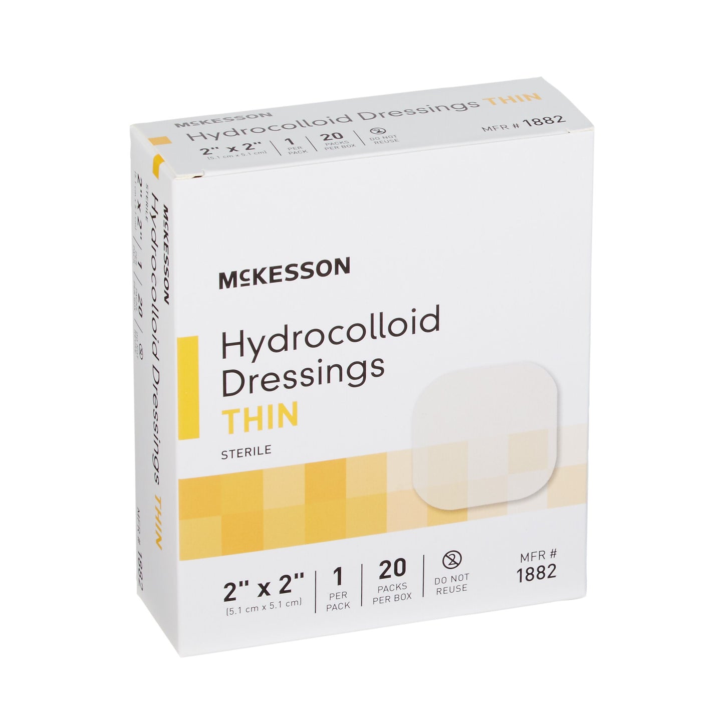 McKesson Thin Hydrocolloid Dressing Film Backing 2 X 2 Inch Square Hydrocolloid (882980_BX)