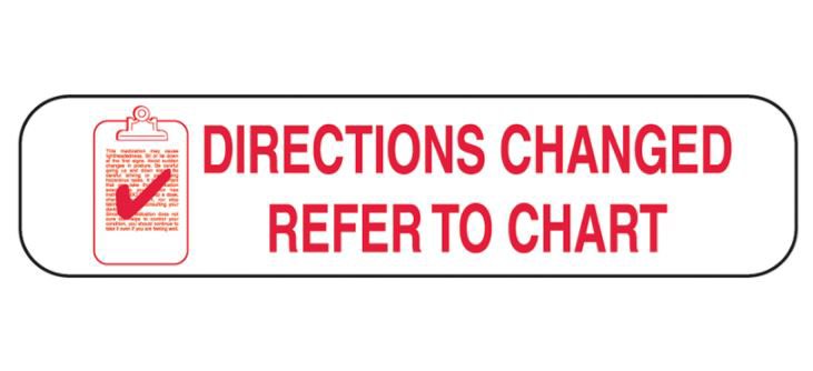 Barkley® Pre-Printed Label Auxiliary Label White Paper Directions Changed Refer To Chart Red Safety and Instructional 3/8 X 1-5/8 Inch (680697_PK)
