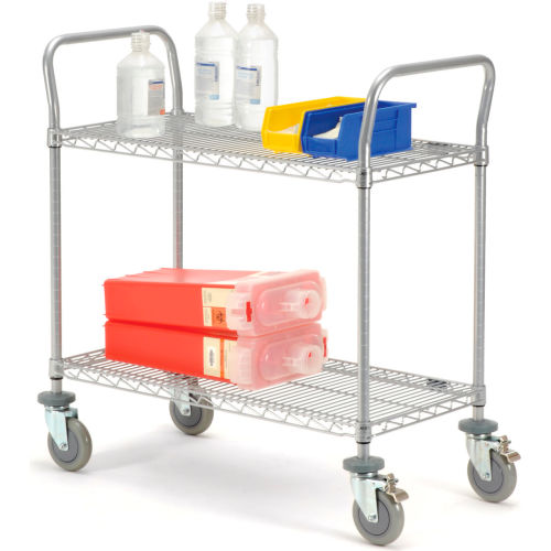 Nexel Utility Cart w/2 Shelves & Poly Brake Casters, 1200 lb. Cap, 36"L x 18"W x 39"H (WB168207B)