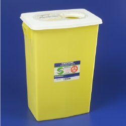 SharpSafety™ Chemotherapy Waste Container Yellow Base 26 H X 12-3/4 D X 18-1/4 W Inch Vertical Entry 18 Gallon (473739_EA)