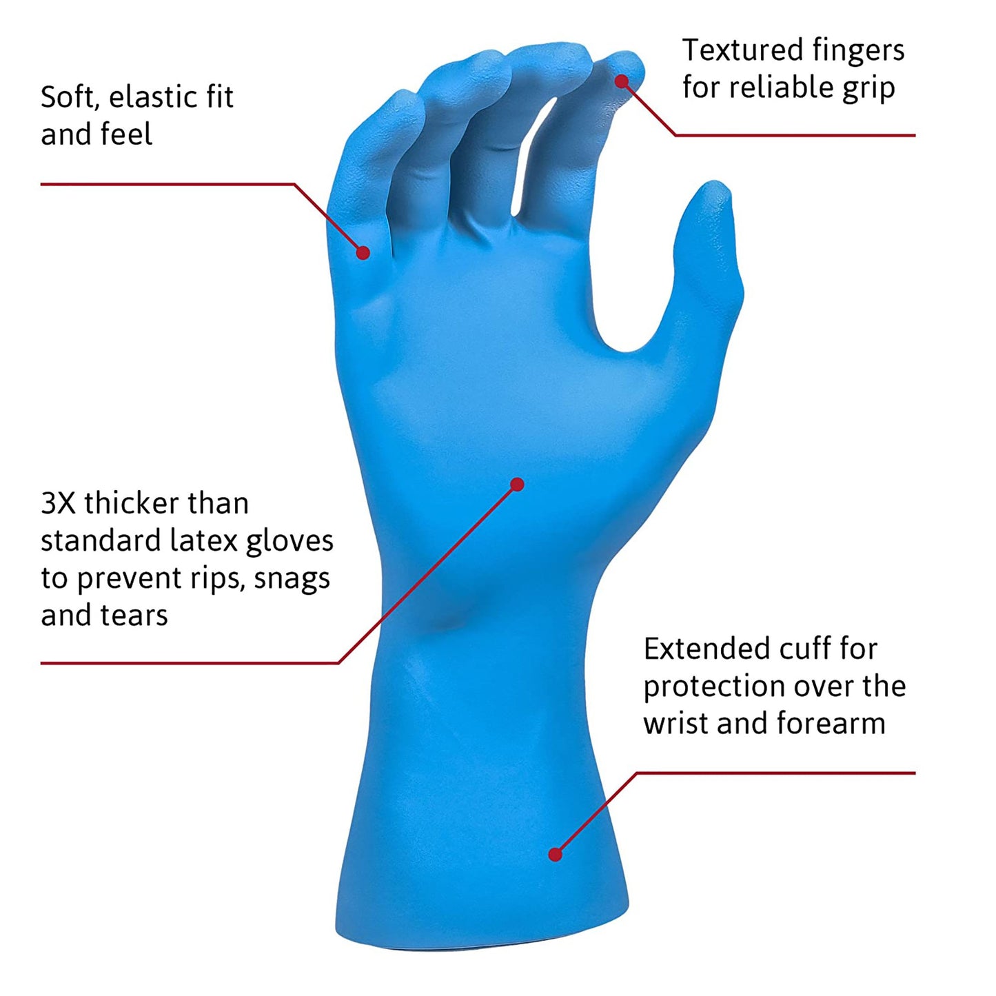 SafeGrip® Exam Glove X-Large NonSterile Latex Extended Cuff Length Textured Fingertips Blue Chemo Tested (306874_CS)