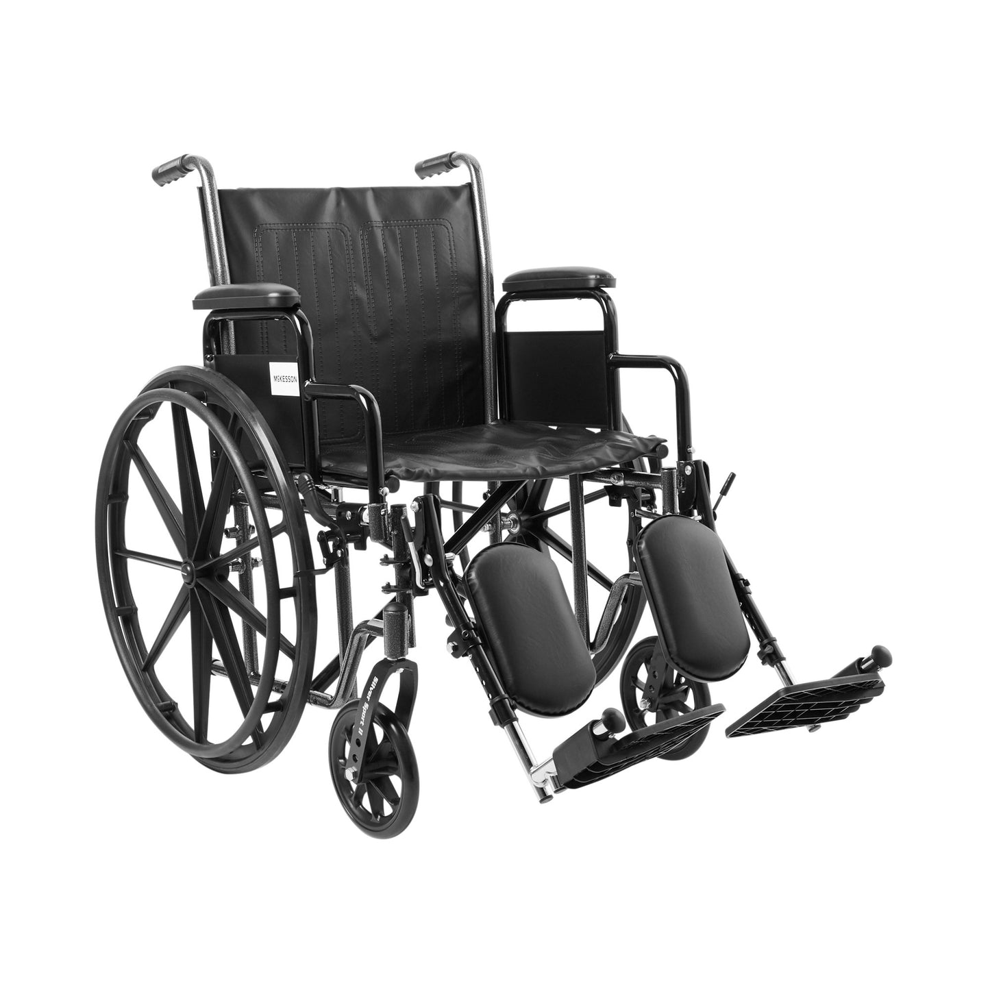 McKesson Wheelchair Dual Axle Desk Length Arm Swing-Away Elevating Legrest Black Upholstery 20 Inch Seat Width Adult 350 lbs. Weight Capacity (1065279_EA)