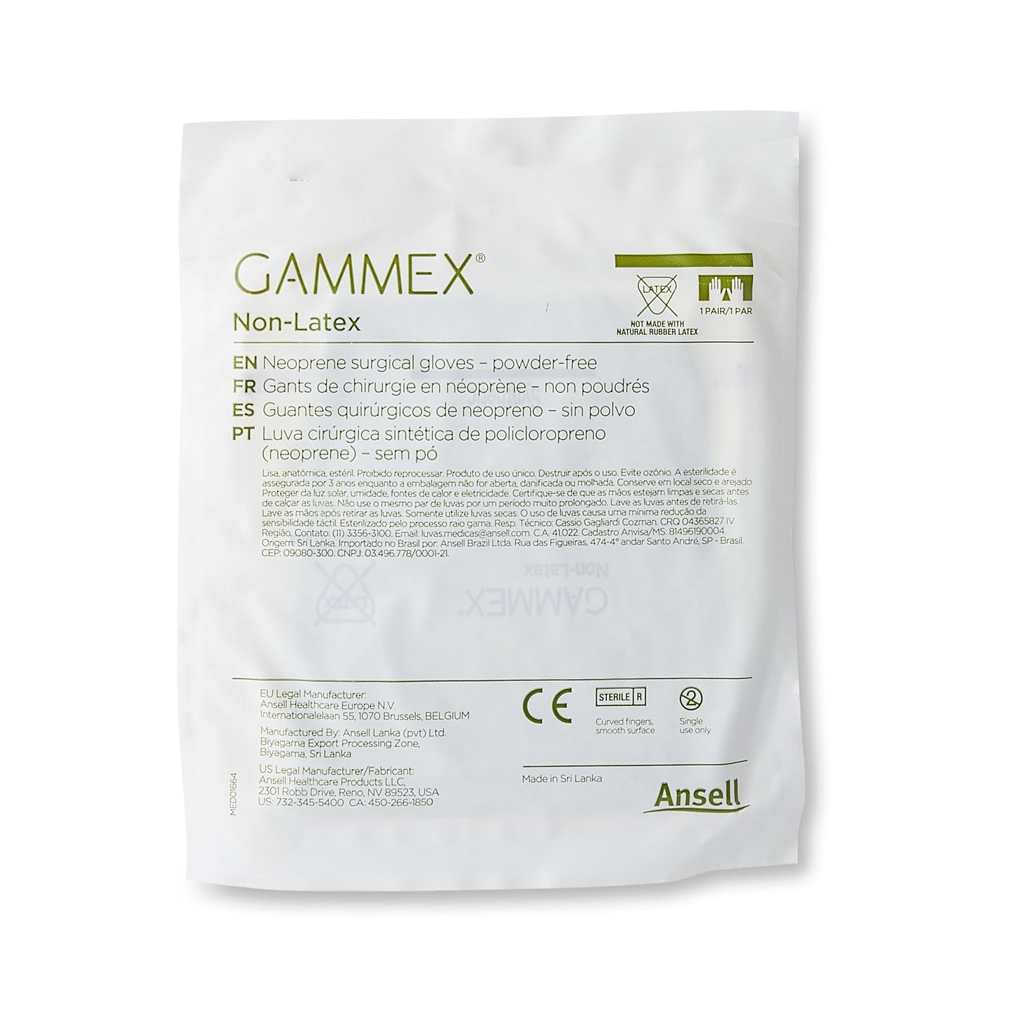 GAMMEX® Non-Latex Surgical Glove Size 9 Sterile Polyisoprene Standard Cuff Length Micro-Textured Green Chemo Tested (364349_PR)