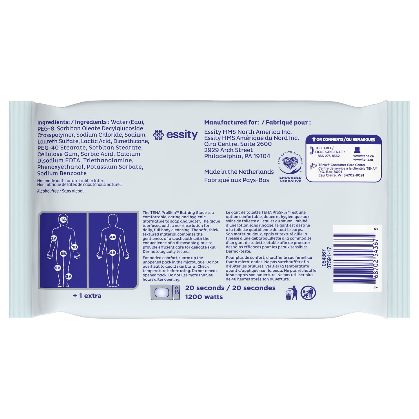 TENA® ProSkin™ Rinse-Free Bathing Glove Wipe Soft Pack Unscented 5 Count (1205117_PK)