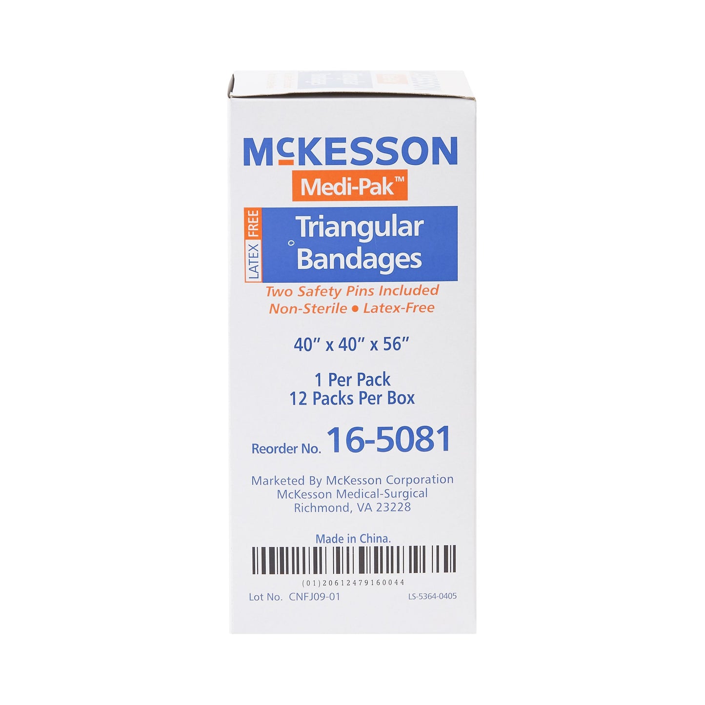 McKesson Triangular Bandage / Arm Sling Safety Pin One Size Fits Most (540284_BX)