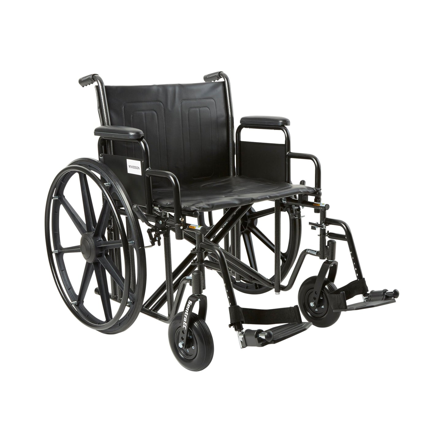 McKesson Bariatric Wheelchair Dual Axle Desk Length Arm Swing-Away Footrest Black Upholstery 22 Inch Seat Width Adult 450 lbs. Weight Capacity (1065280_EA)