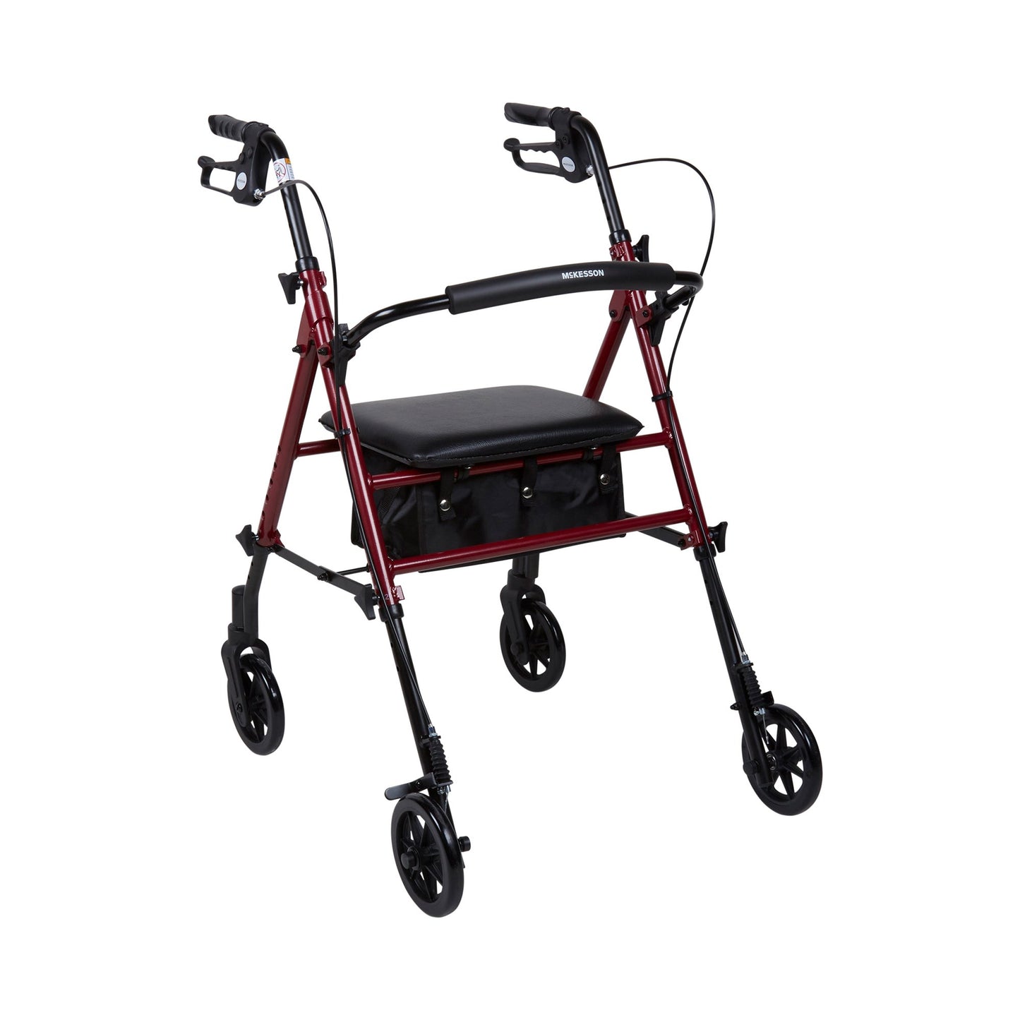 McKesson 4 Wheel Rollator Red Adjustable Height / Folding Aluminum Frame (1095248_EA)