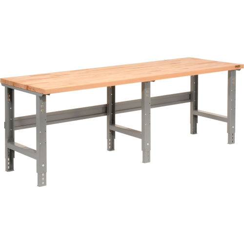 Global Industrial Extra Long Workbench, 96 x 30", Adjustable Height, Birch Square Edge, Gray (WB318914GY)