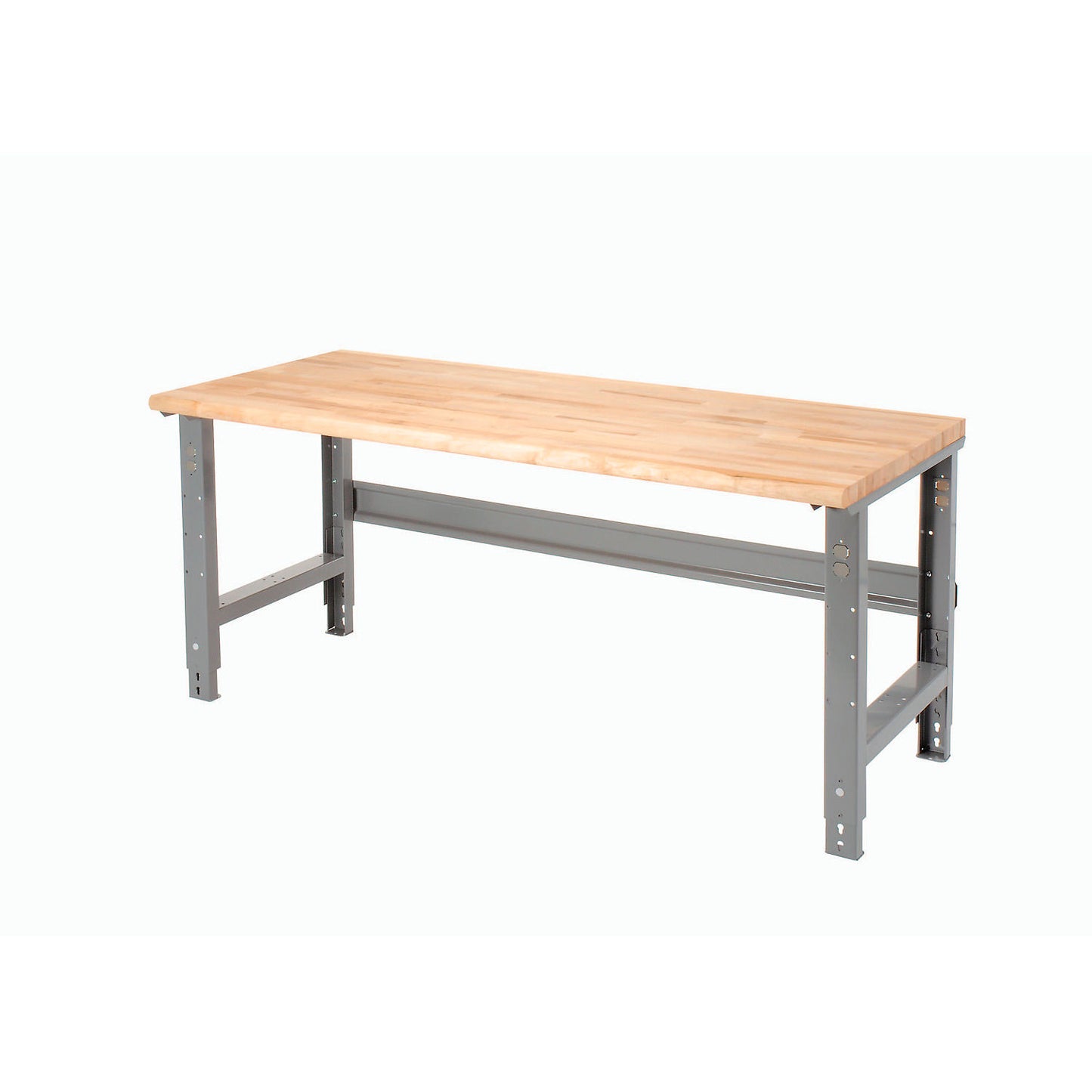 Global Industrial Adjustable Height Workbench, 72 x 30", Maple Butcher Block Safety Edge, Gray (WB183988)