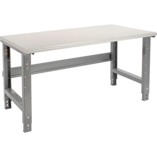 Global Industrial Adjustable Height Workbench, 60 x 30", Laminate Safety Edge, Gray (WB183990)