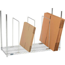 Global Industrial Single Level Carton Stand w/ 3 Dividers & Casters, 48"L x 18"W x 38-1/2"H, Chrome (WB184204)