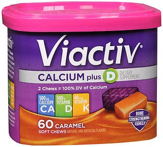 Viactiv® Joint Health Supplement Calcium / Vitamin D / Vitamin K 650 mg - 500 IU - 40 mcg Strength Chewable Tablet 60 per Box Caramel Flavor (861722_BT)