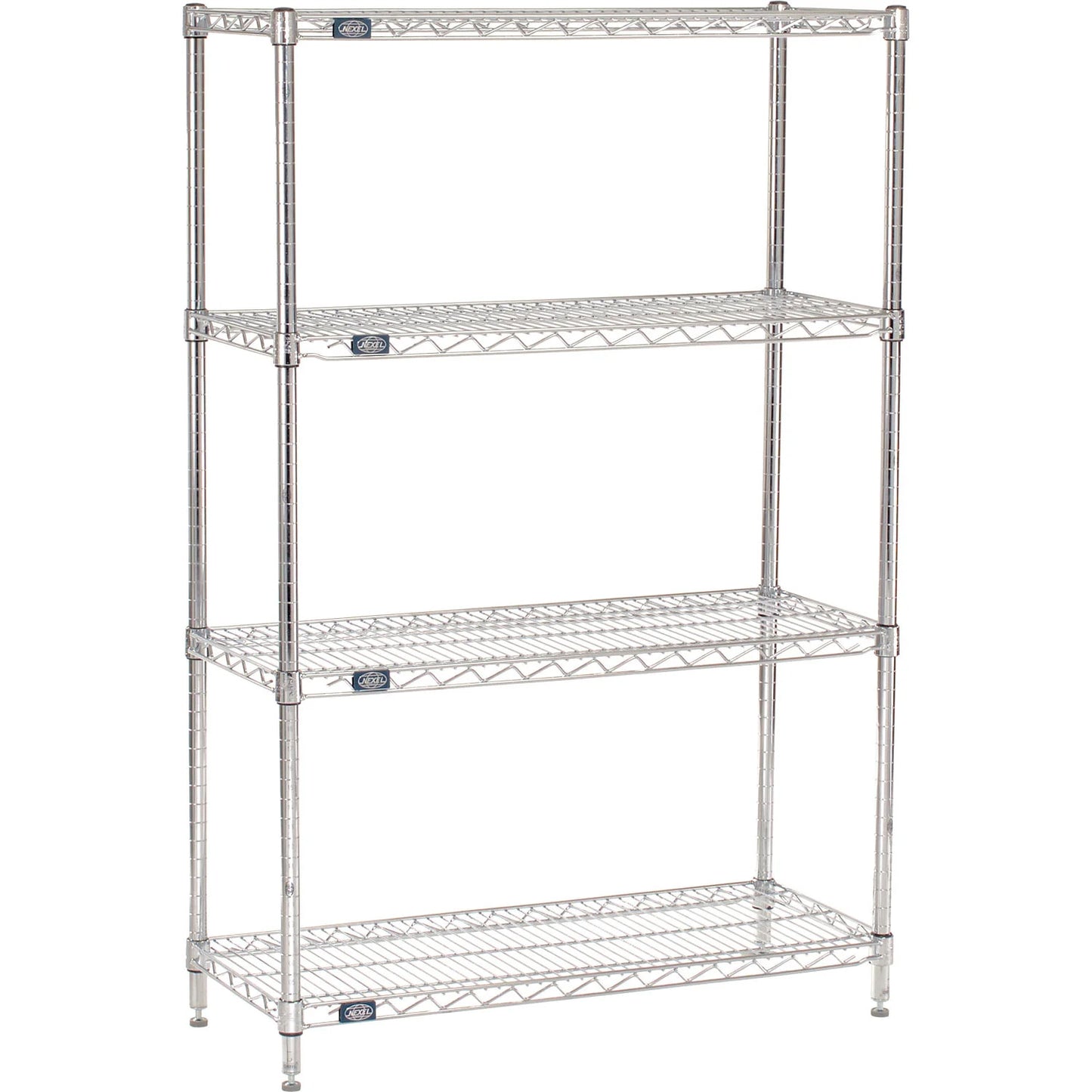 Nexel 4 Shelf, Chrome Wire Shelving Unit, Starter, 42"W x 14"D x 63"H (WB188268)