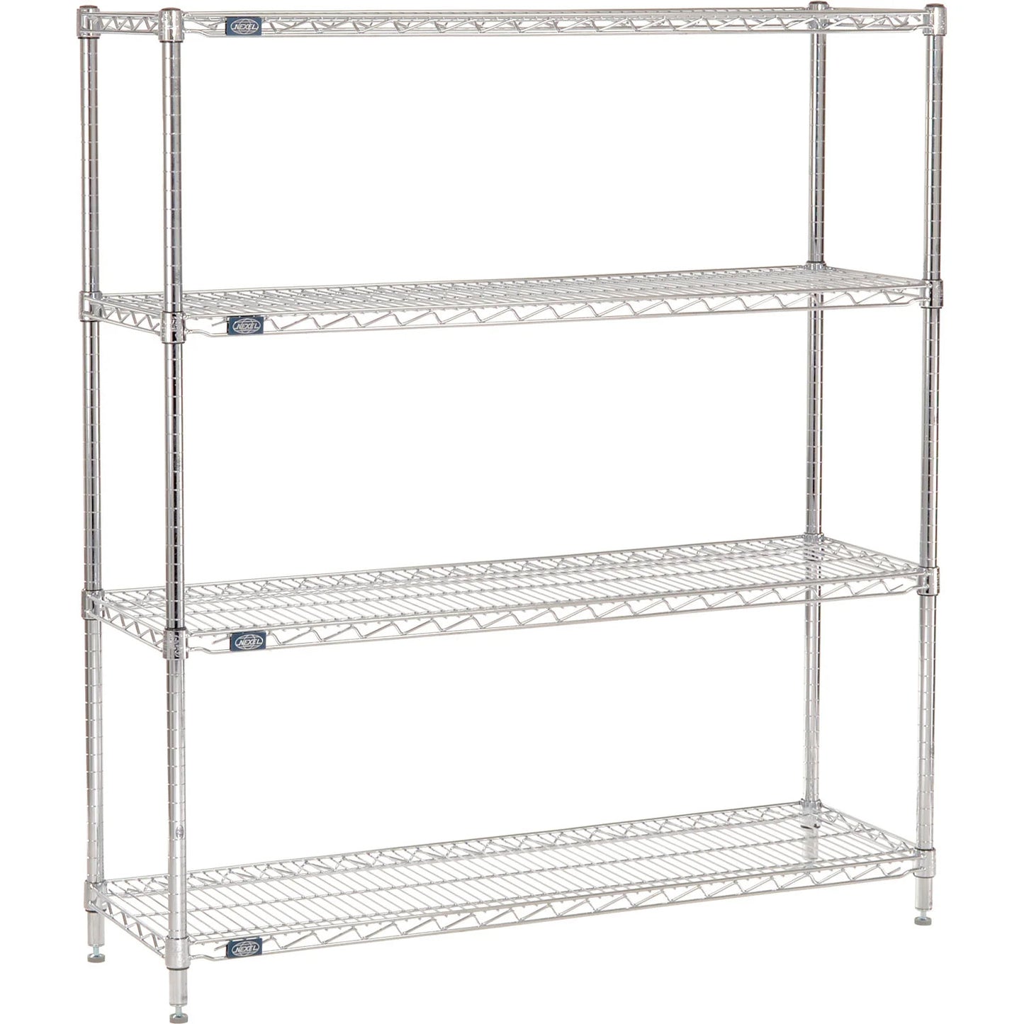 Nexel 4 Shelf, Chrome Wire Shelving Unit, Starter, 48"W x 14"D x 63"H (WB184726)