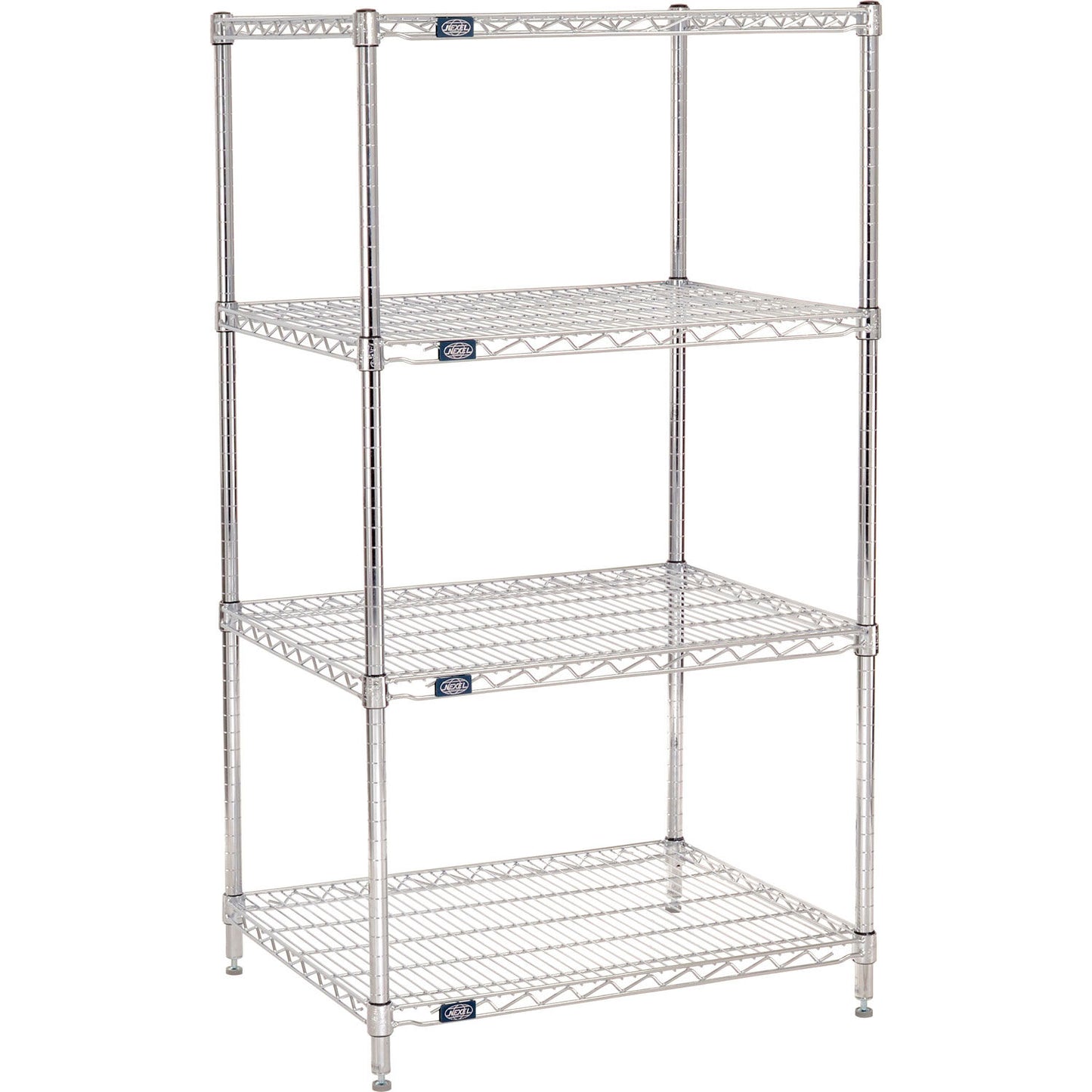 Nexel 4 Shelf, Chrome Wire Shelving Unit, Starter, 30"W x 24"D x 63"H (WB188282)