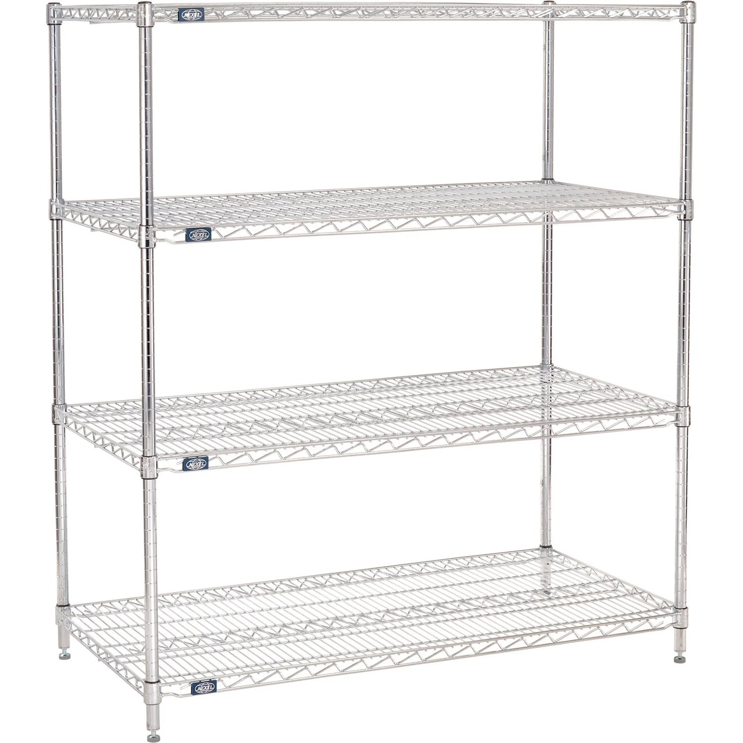 Nexel 4 Shelf, Chrome Wire Shelving Unit, Starter, 48"W x 24"D x 63"H (WB188410)