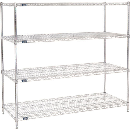 Nexel 4 Shelf, Chrome Wire Shelving Unit, Starter, 72"W x 24"D x 63"H (WB188414)