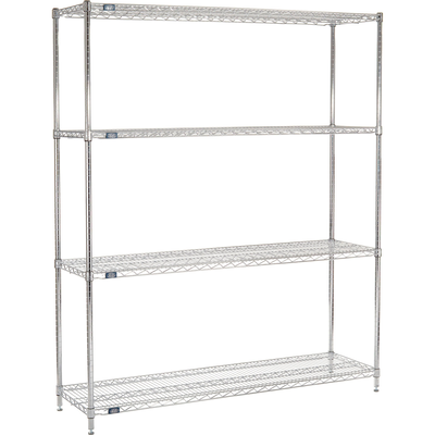 Nexel 4 Shelf, Chrome Wire Shelving Unit, Starter, 72"W x 18"D x 86"H (WB188446)