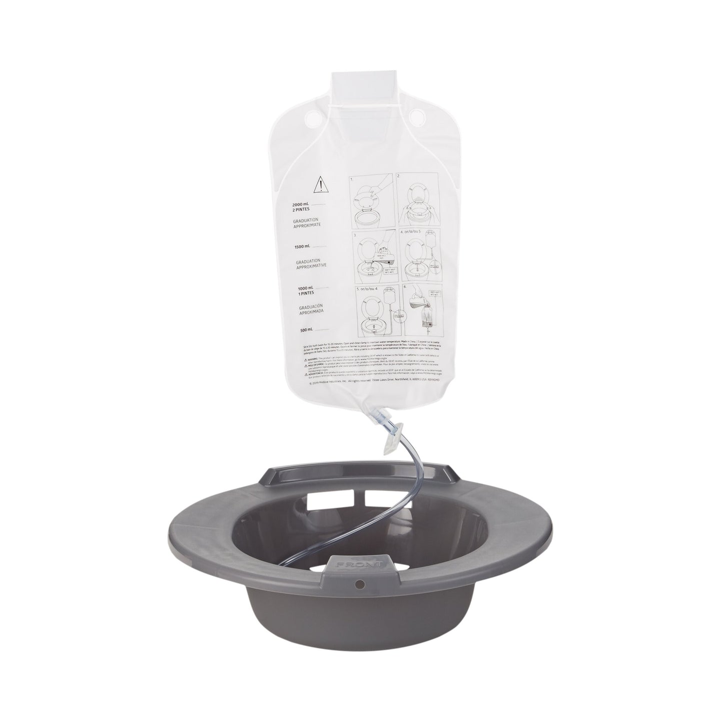 McKesson Sitz Bath Round Graphite Plastic 2000 mL Bag Graduated, 500 mL Increments up to 2000 mL (1028137_CS)