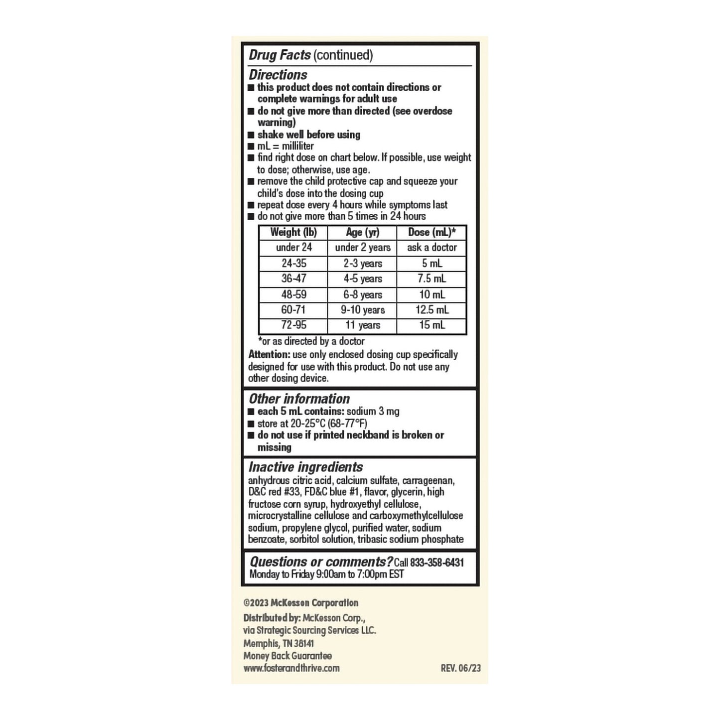 Foster & Thrive™ Children's Pain Relief 160 mg / 5 mL Strength Acetaminophen Oral Suspension 4 oz. (1238968_EA)