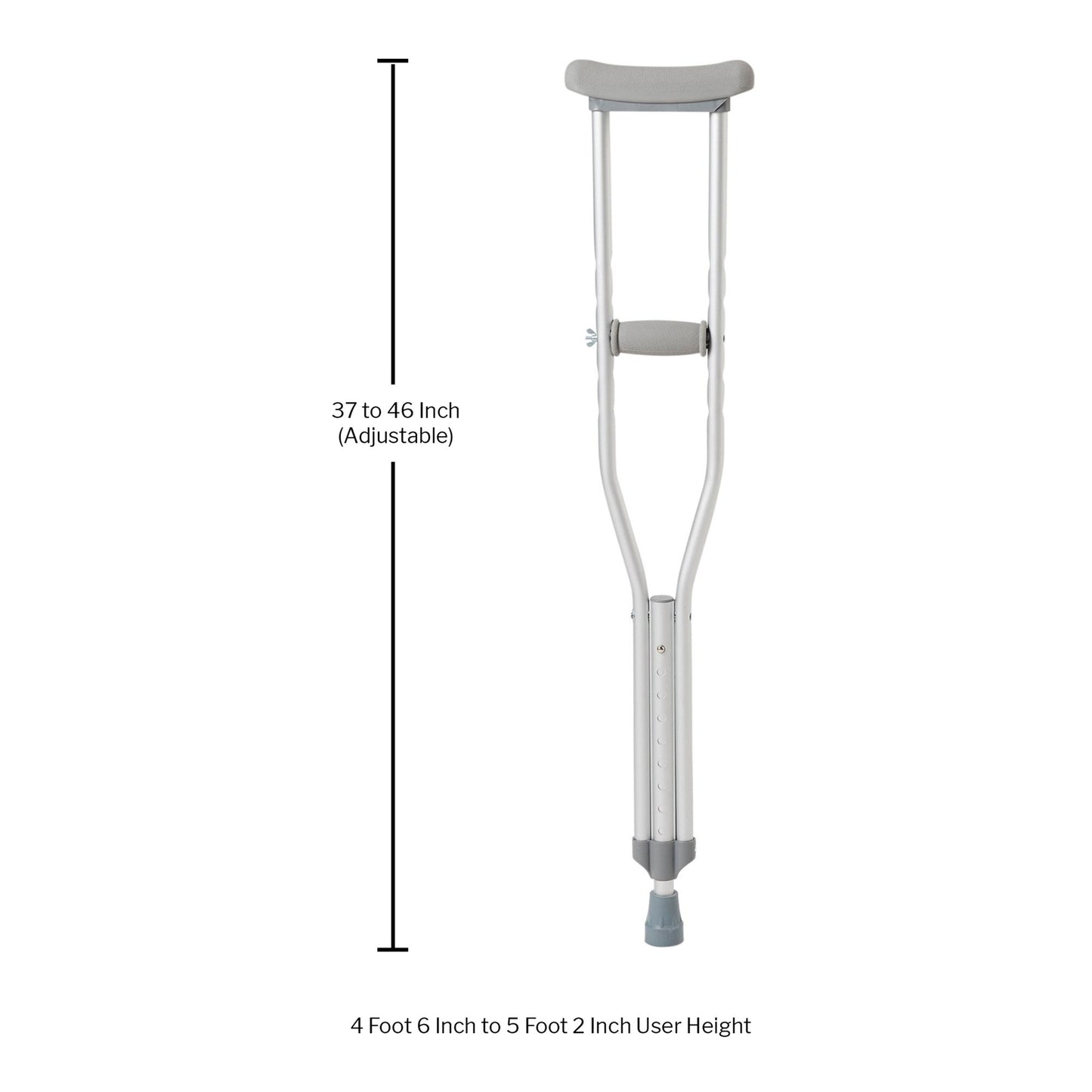 McKesson Underarm Crutches Youth 4 Foot 6 Inch to 5 Foot 2 Inch User Height Aluminum Frame 350 lbs. Weight Capacity (1065233_PR)