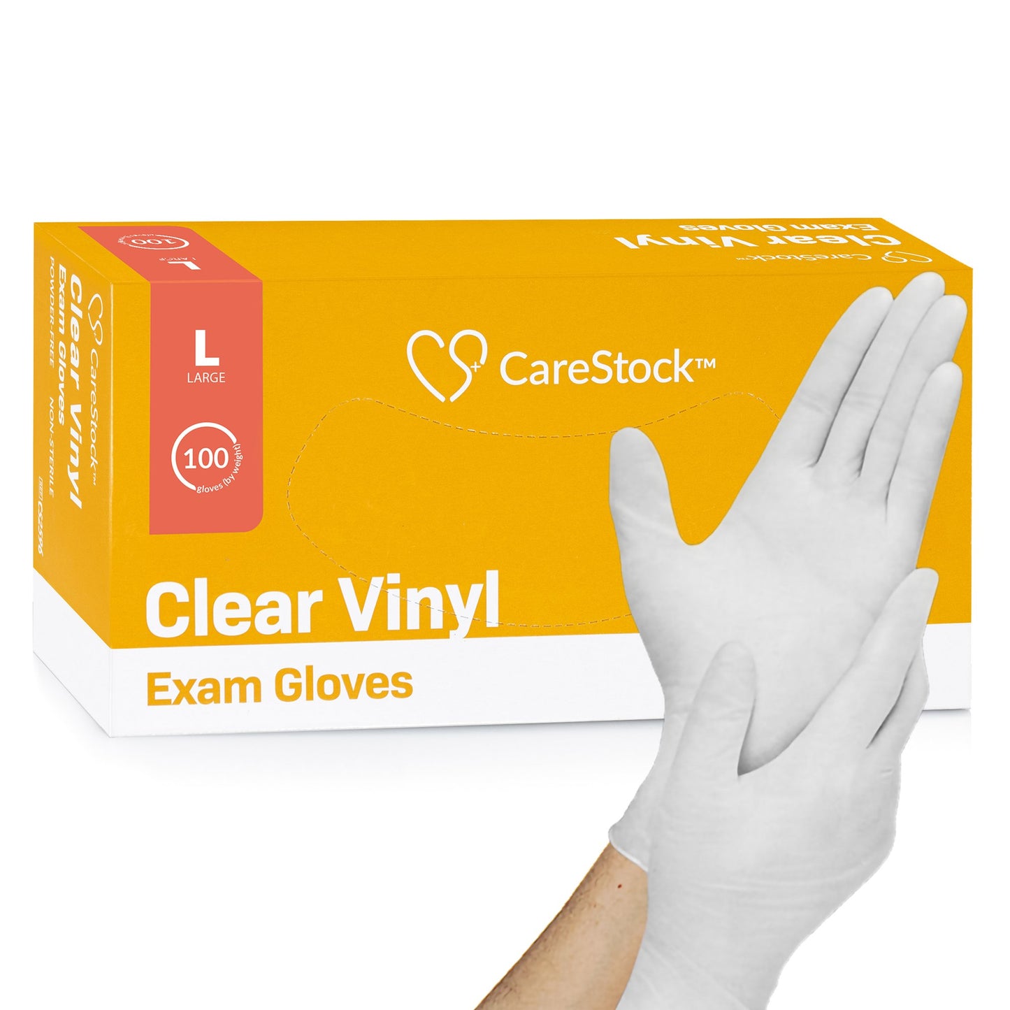 CareStock™ Exam Glove Large NonSterile Vinyl Standard Cuff Length Smooth Clear Not Rated (1230909_CS)