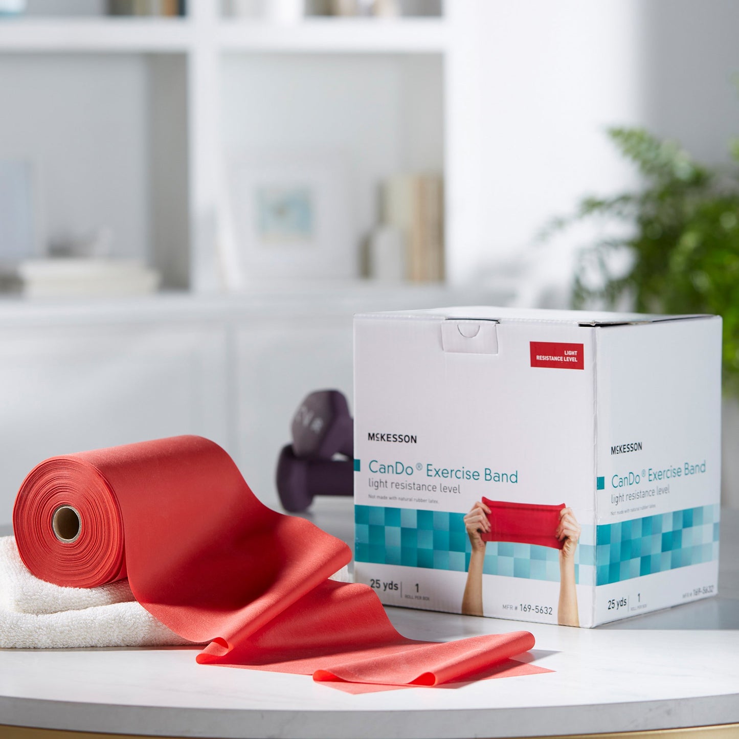 McKesson CanDo® Exercise Resistance Band Red 5 Inch X 25 Yard Light Resistance (1073316_EA)