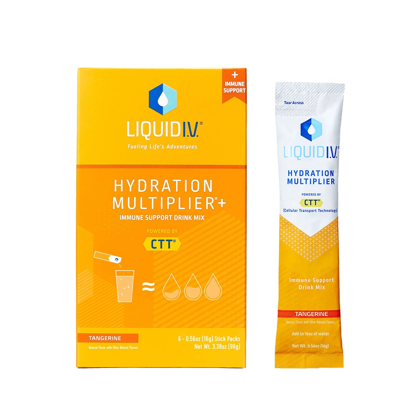 Liquid I.V.® Hydration Multiplier®+ Immune Suport Oral Electrolyte Solution Tangerine Flavor 0.56 oz. Electrolyte (1220423_BX)