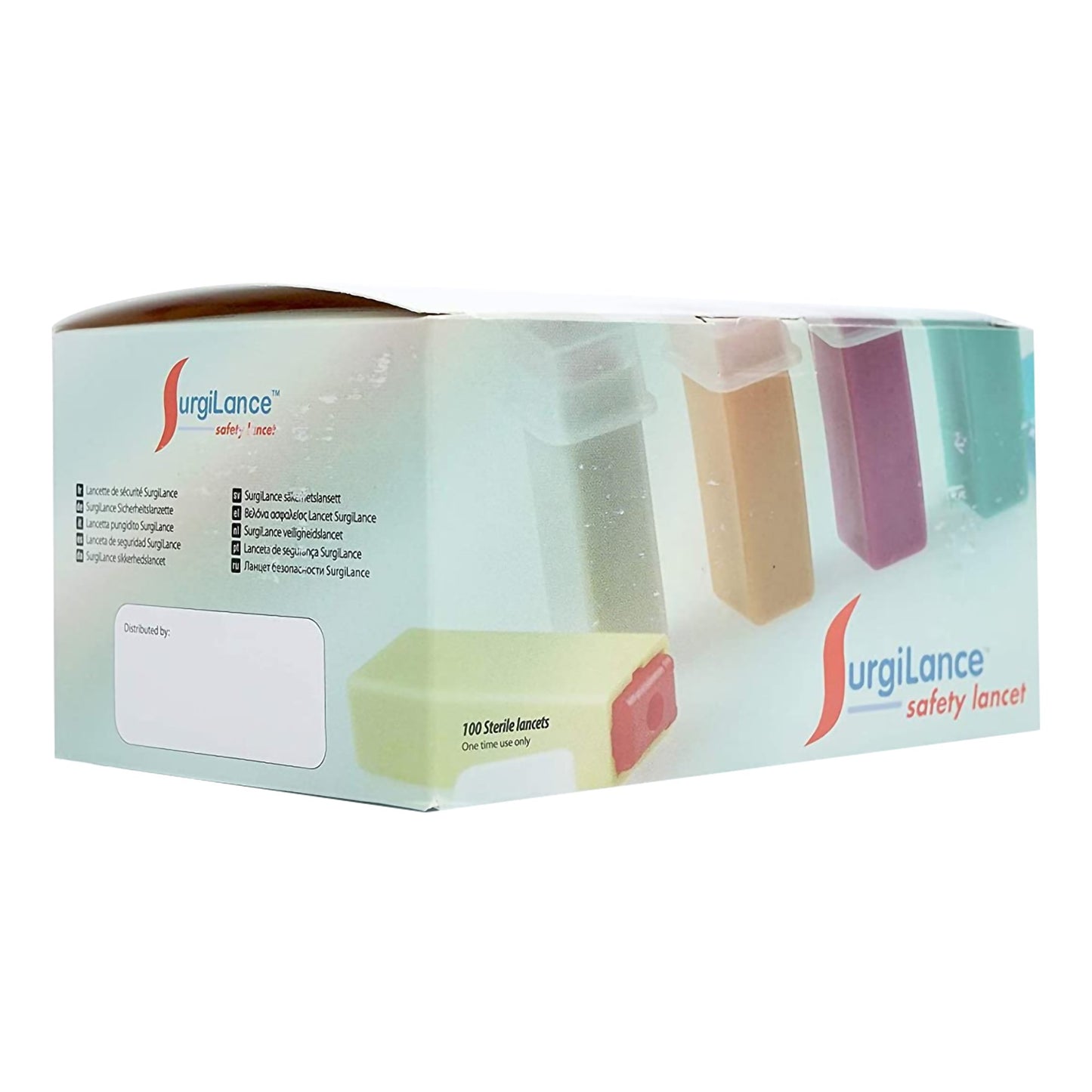 Surgilance® Safety Lancet 18 Gauge Retractable Push Button Activation Finger (445549_BX)