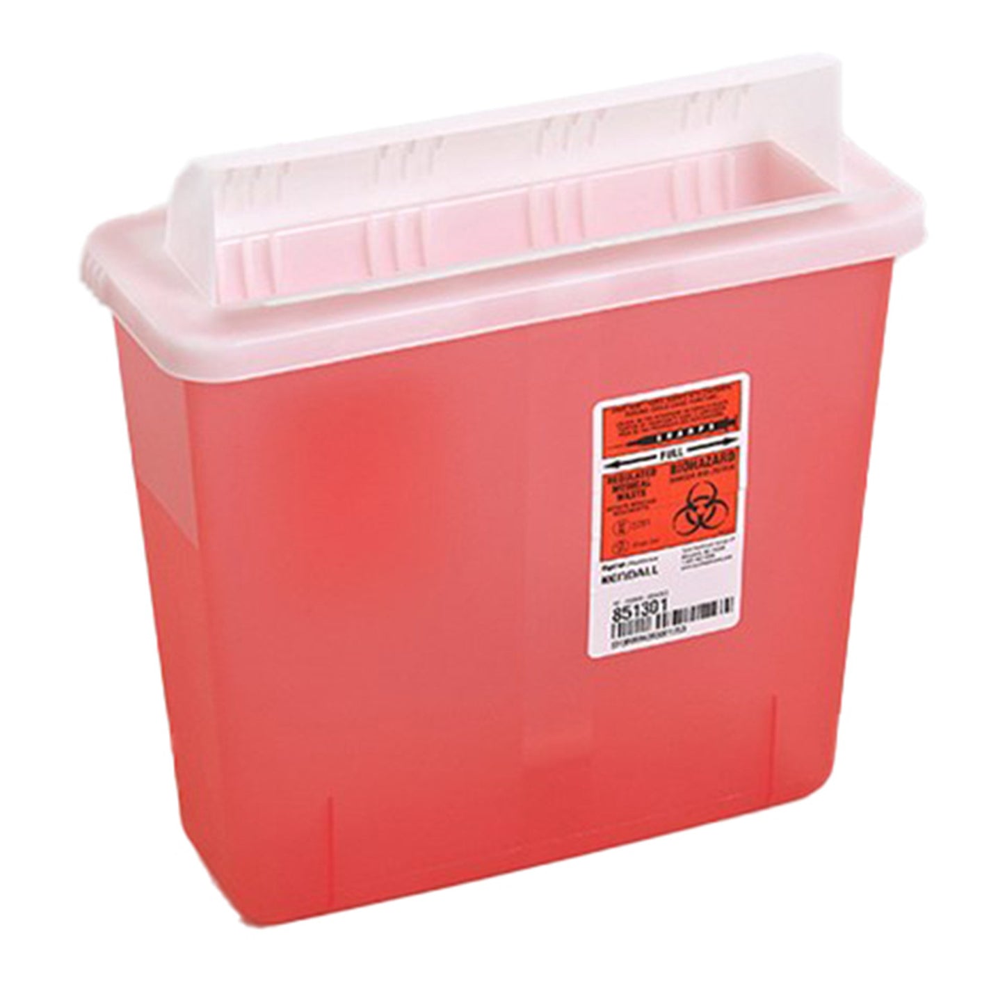 In-Room™ Sharps Container Translucent Red Base 11 H X 10-3/4 W X 4-3/4 D Inch Horizontal Entry 1.25 Gallon (178743_CS)