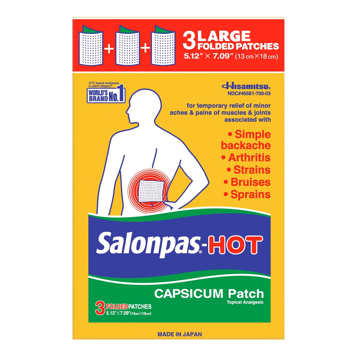 Salonpas® Hot Topical Pain Relief Capsaicin Patch 3 per Box (1157126_CT)