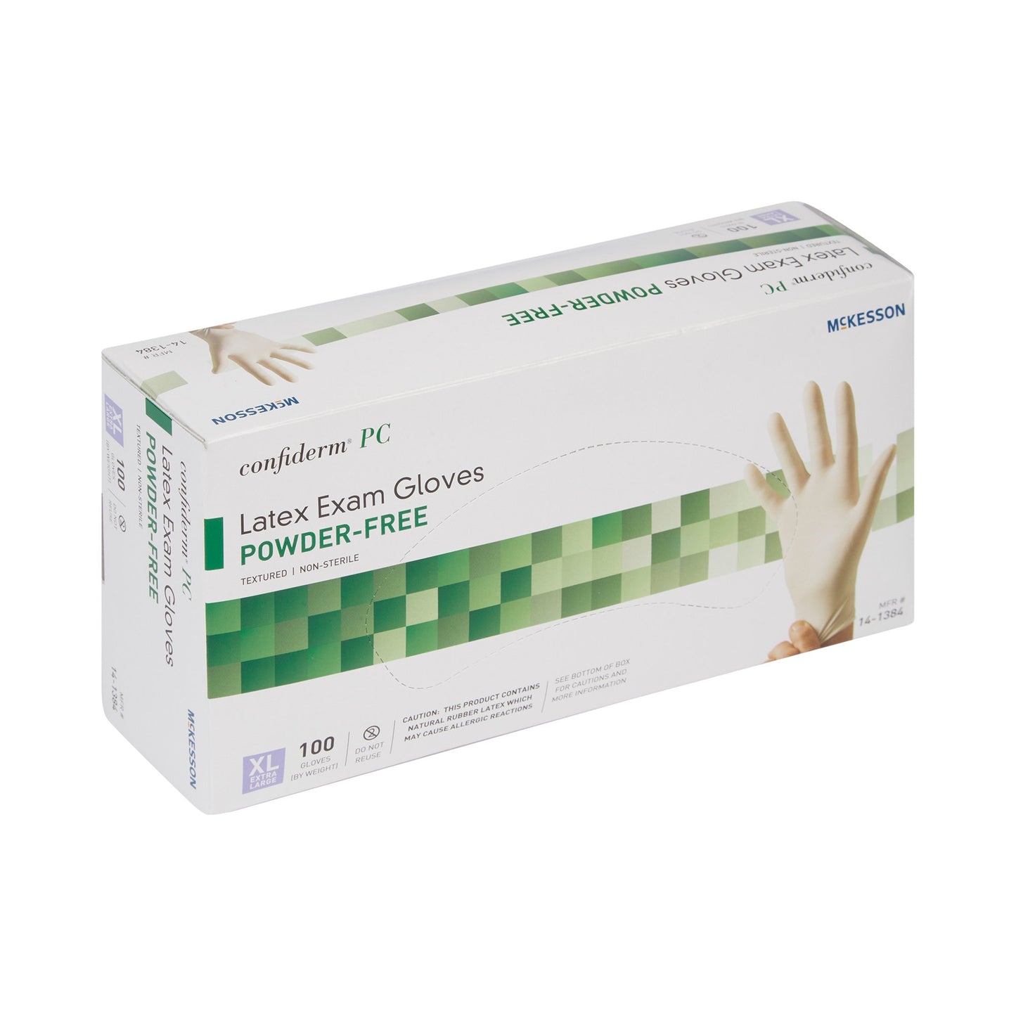 McKesson Confiderm® Exam Glove X-Large NonSterile Latex Standard Cuff Length Fully Textured Ivory Not Rated (921600_CS)