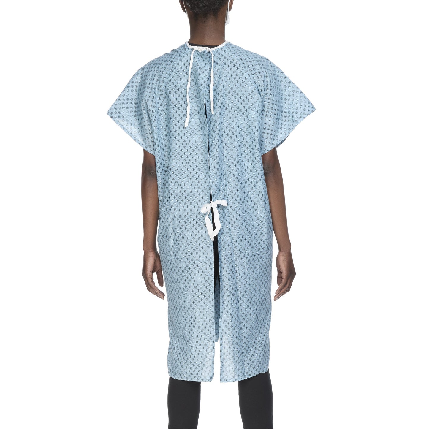 Lew Jan Textile Patient Exam Gown One Size Fits Most Blue / White Print Reusable (1057875_DZ)