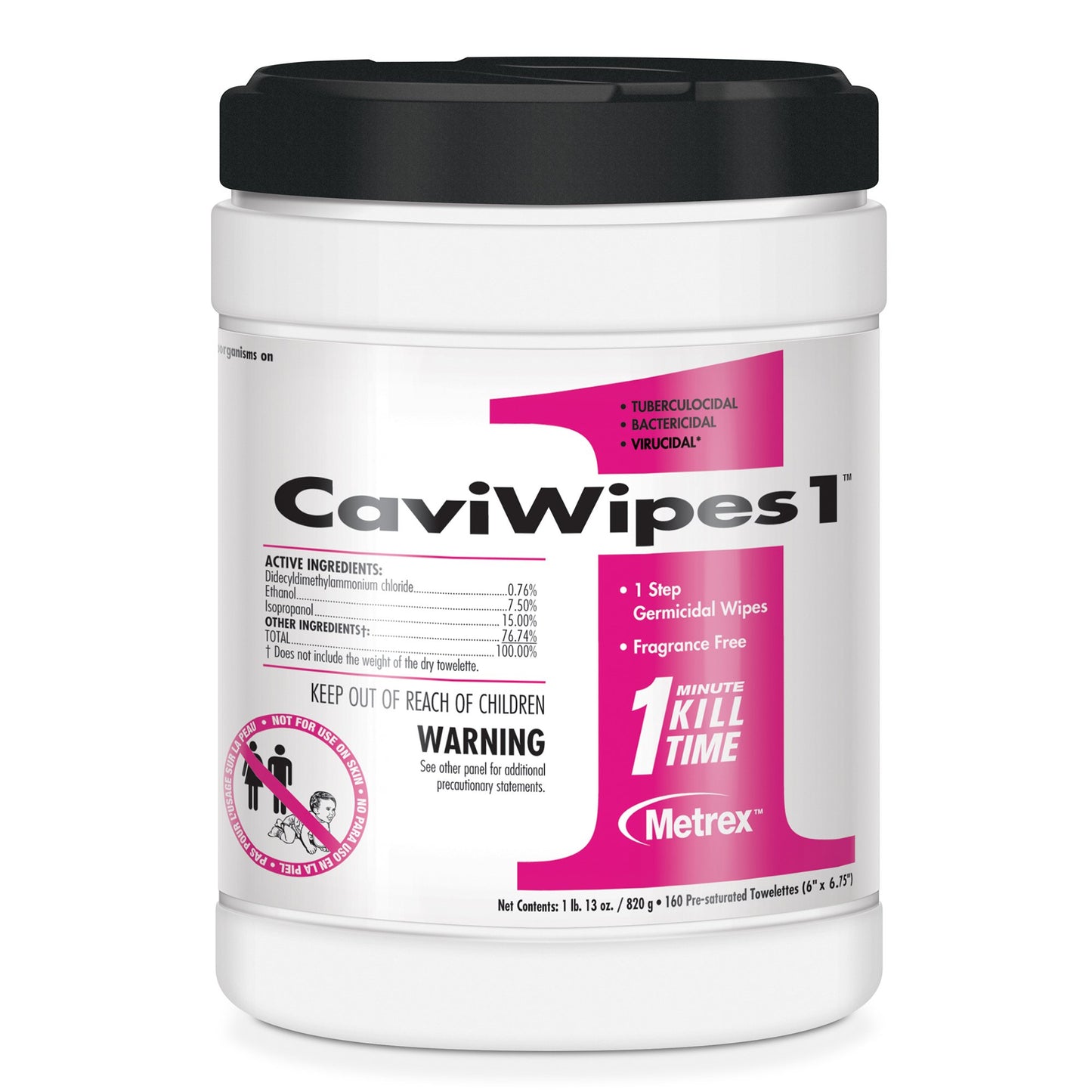 CaviWipes1™ Surface Disinfectant Premoistened Manual Pull Wipe 160 Count Canister Unscented NonSterile (826199_CS)