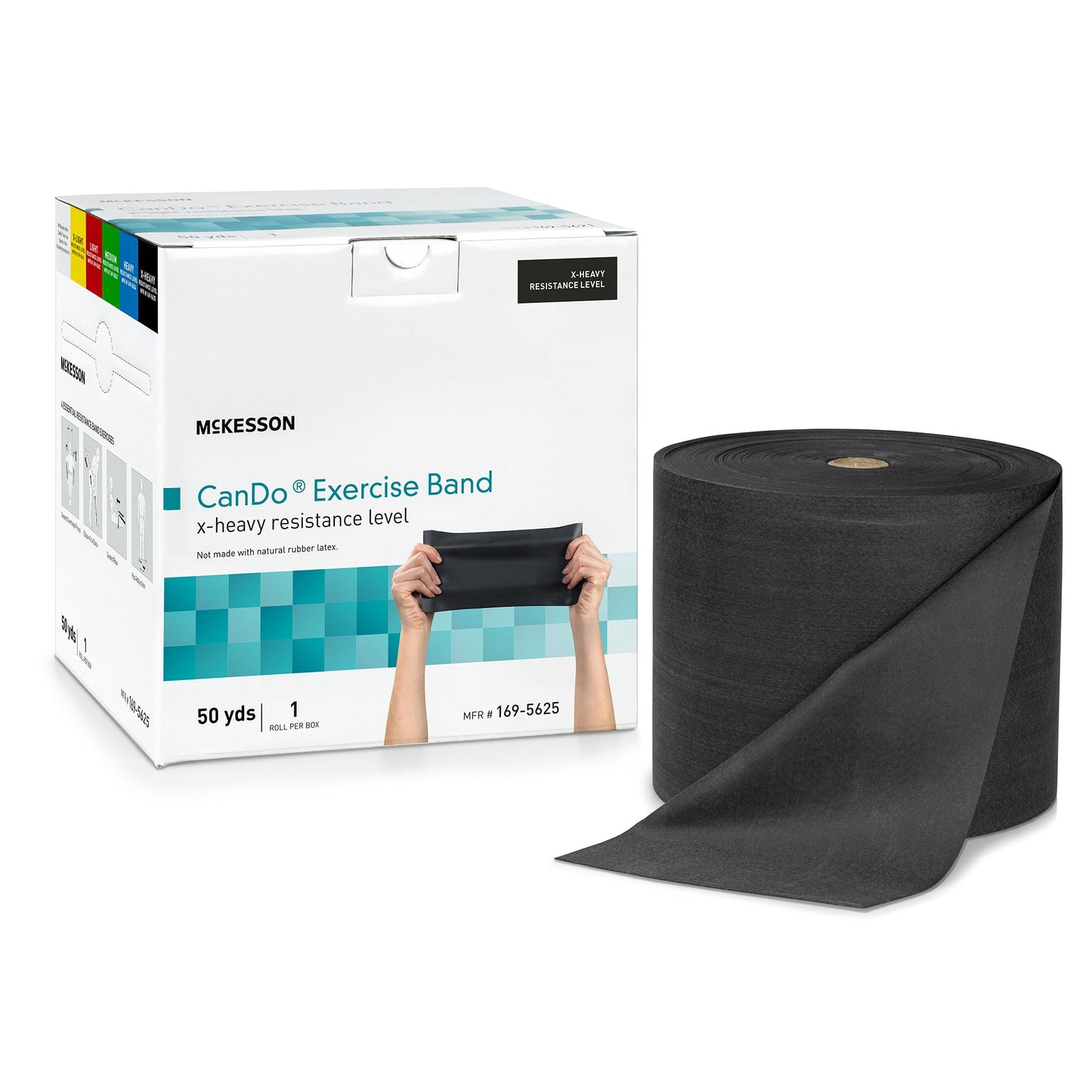 McKesson CanDo® Exercise Resistance Band Black 5 Inch X 50 Yard X-Heavy Resistance (1199542_EA)