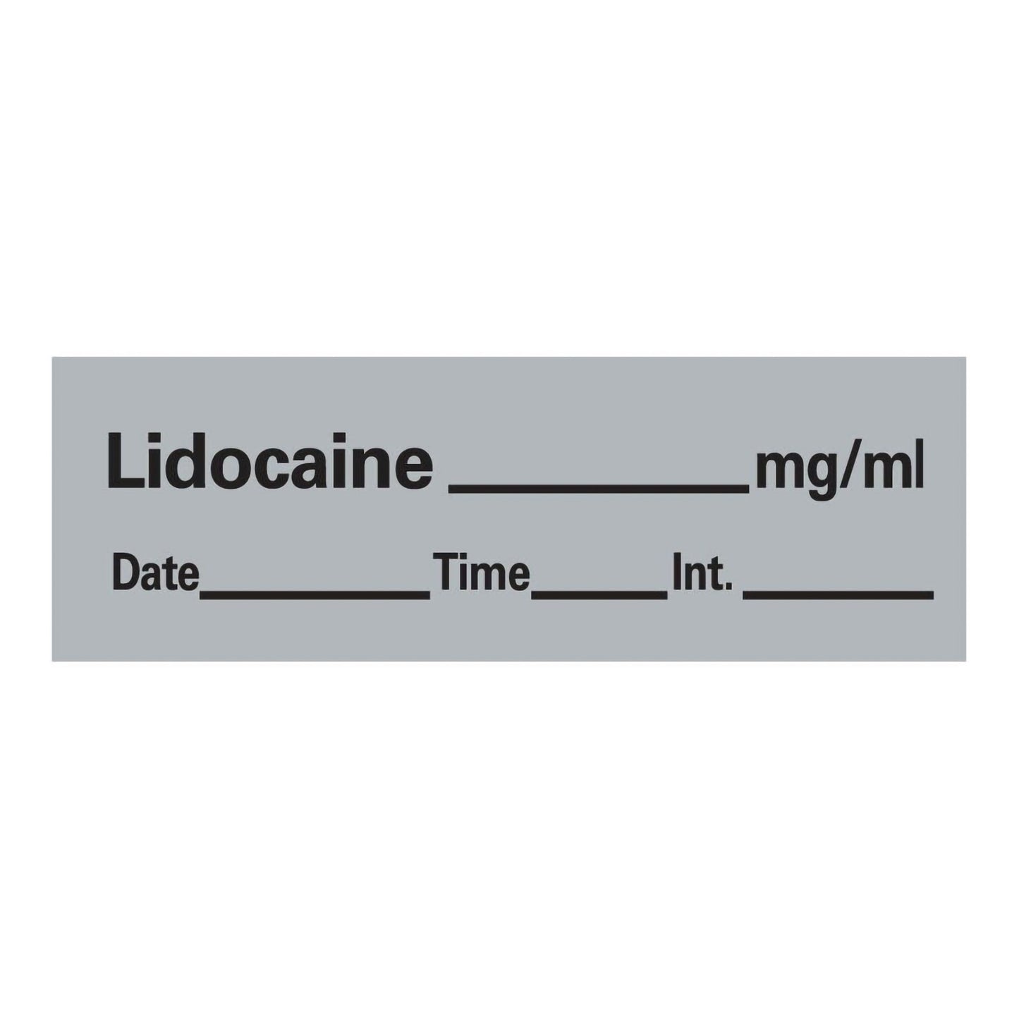 Timemed Drug Label Anesthesia Label Tape Lidocaine_mg/mL Date_Time_Int Gray 1/2 X 1-1/2 Inch (173553_RL)