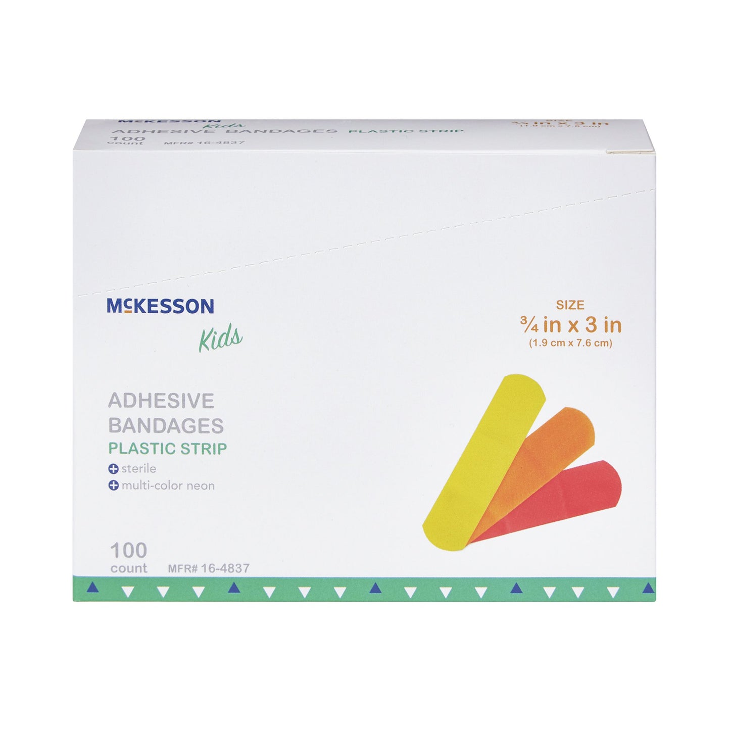 McKesson Kids™ Adhesive Strip 3/4 X 3 Inch Plastic Rectangle Neon Sterile (1055592_BX)