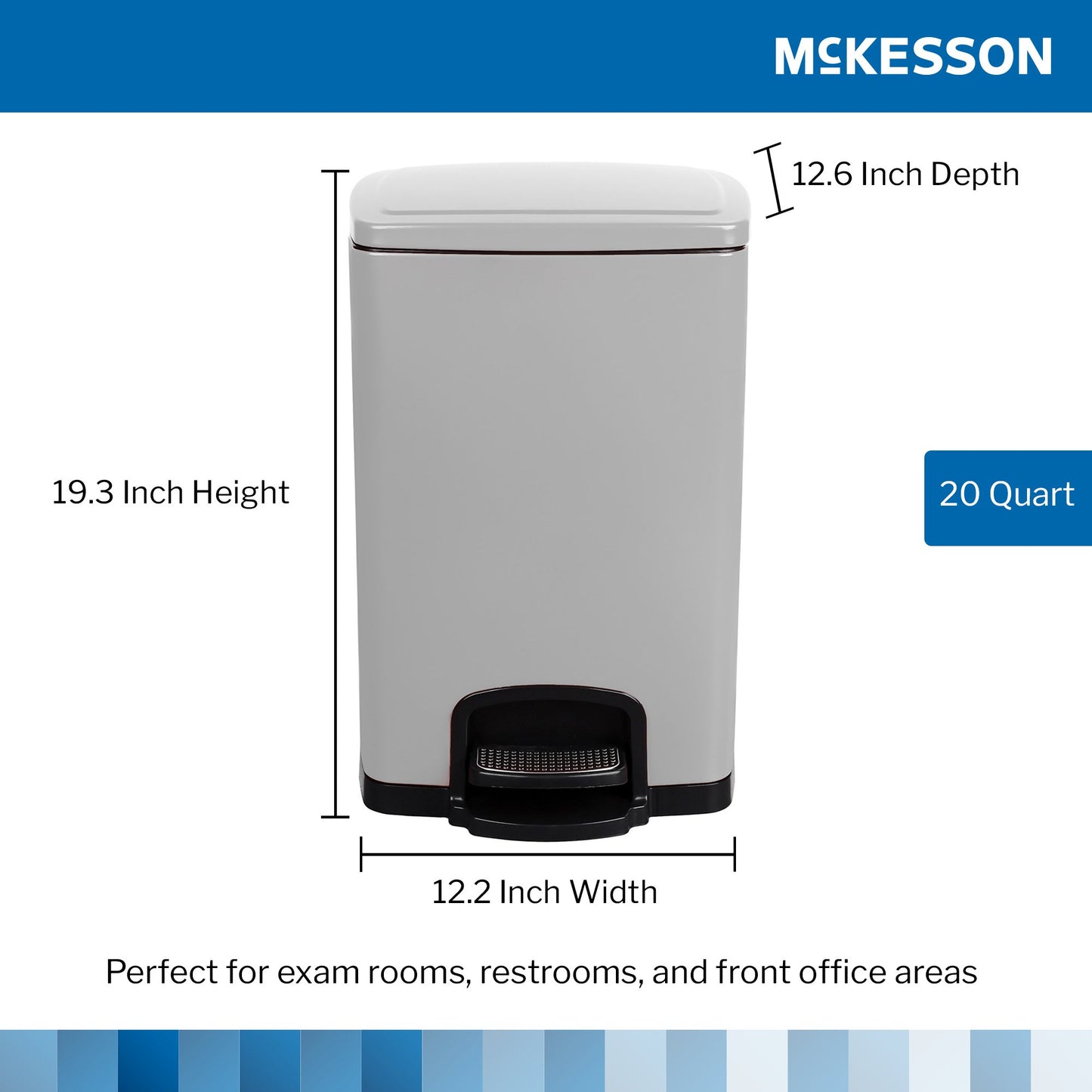 McKesson Trash Can 20 Quart / 5 gal. White Metal Square (1223684_EA)