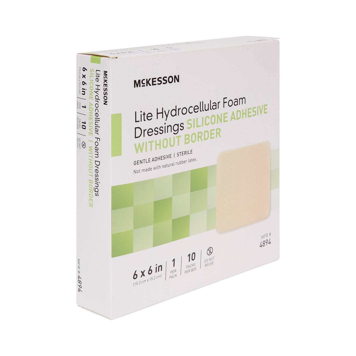 McKesson Lite Thin Foam Dressing 6 X 6 Inch Without Border Film Backing Silicone Gel Adhesive Square Sterile (1083094_BX)