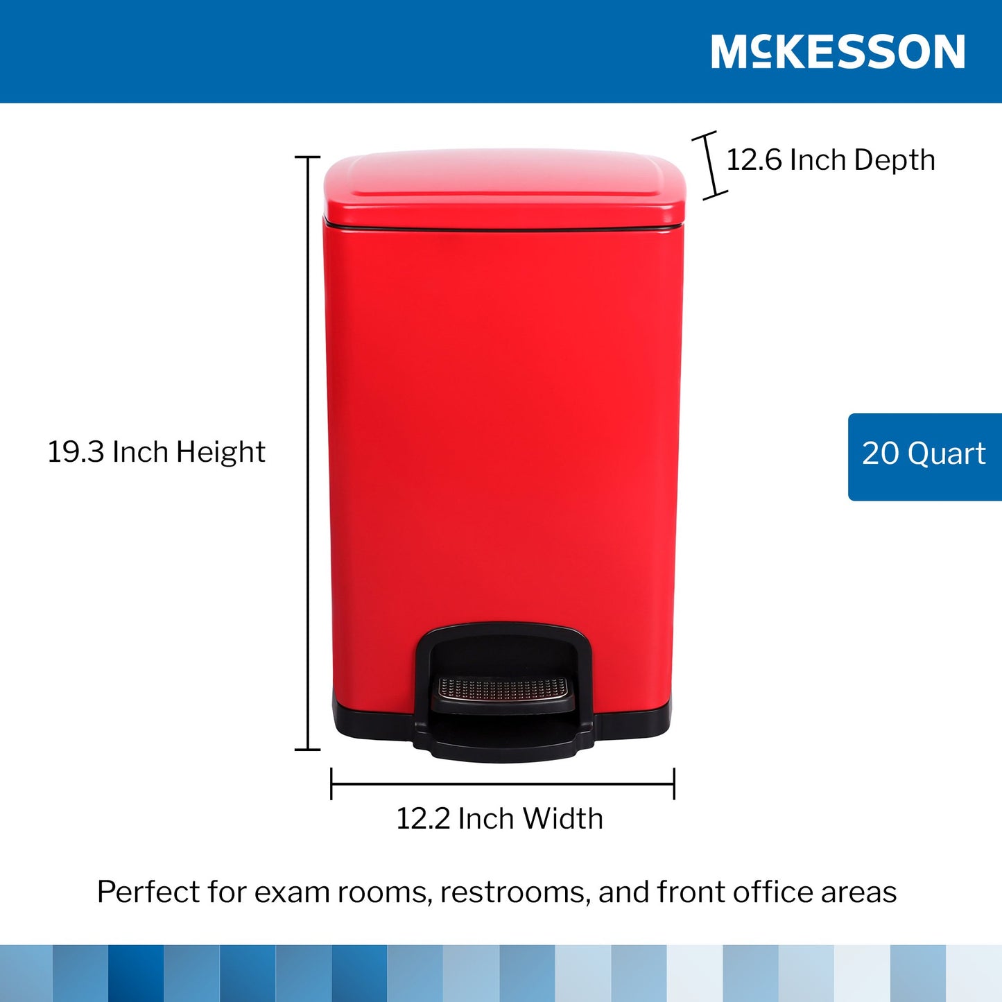 McKesson Trash Can 20 Quart / 5 gal. Red Metal Square (1223689_CS)